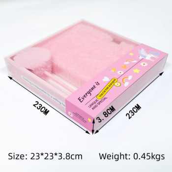 Purple Plush A5 Notebook and Pom Pom Pen Gift Box with Privacy Lock & Key - Soft Faux Fur Diary, Secure Personal Journal, Perfect Gift-Ready Stationery for Girls and Teens