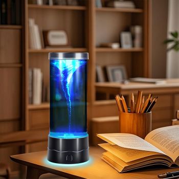 Black Dynamic Tornado Touch Control Mood Night Light with Single Color / 7 Color Gradient Dual Mode and Glowing Base, USB Powered Creative Home Decor Table Lamp for Bedroom Living Room & Gift