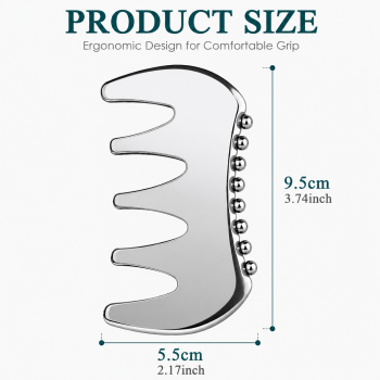 304 Stainless Steel Duoble-Sided Scalp Massage Comb & Gua Sha Relaxation Tool with Velvet Storage Bag – Head, Neck & Body Relaxation Massage Scraper
