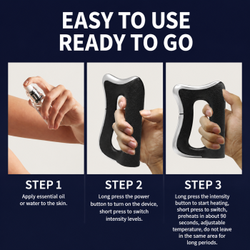 Black Wireless Heated Fascia Massager with 3 Levels Microcurrent Vibration and 2 Levels Heating Therapy, Ergonomic Curved Scraping Blade Design for Full Body Muscle Relaxation & Fat Reduction