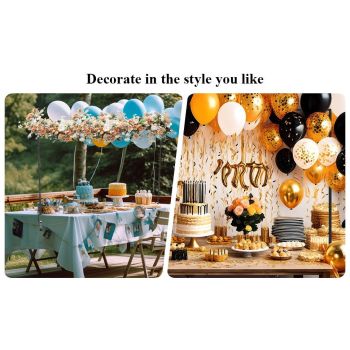 Gold Iron Over Table Arch Display Stand with Fixed Clamps and Buckles for Balloons and Decorations, L 120-230cm & H 78-120cm Adjustable Wedding Party Table Rod Backdrop Frame for Birthday, Baby Showers and Celebrations