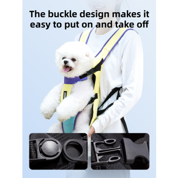Blue Hands Free Adjustable Dog Carrier Backpack with 3-Point Support, Reserved Tail Opening and Wide Padded Straps - Chest & Back Dual Use, Breathable on Both Sides and Quick-release Safety Buckles for Walking Bike Travel Outdoor Use, S Size