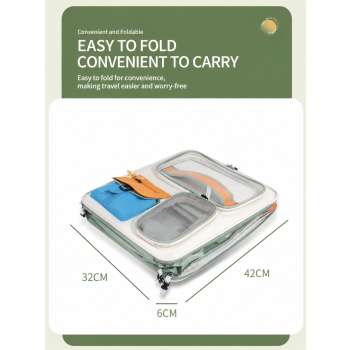 Orange and Grey Large Space Pet Carrier Trolley – Foldable Cat Carrier Backpack with Breathable Side Mesh & View Window, Silent Rolling Wheels, Storage Pocket and Removable Bottom Pad for Dog and Cat, 42 x 36 x 27CM