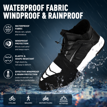 Black Waterproof Rain Leg Covers and Long Half Rain Pants, Quick Pull-On with Adjustable Elastic Top & Snap Closure Cuffs – Lightweight & Reusable, Windproof & Mudproof for Commuting, Cycling, Garden and Outdoor Activities (1 Pair 4XL)