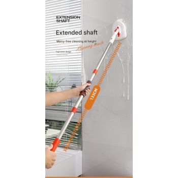 9-piece White and Orange Complete Home Cleaning Brush Set - Stainless Steel Telescopic Bathroom Scrubber and Wall Mounted Silicone Toilet Brush Kit with Multiple Replaceable Heads for Deep Cleaning Tiles, Floors, and Toilets