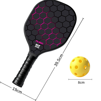 Black and Pink Professional Carbon Fiber Pickleball Paddle Set （2 Rackets + 4 Balls + 1 Carry Bag）- Lightweight Pickleball Racket with Balls for  Outdoor Sports Training