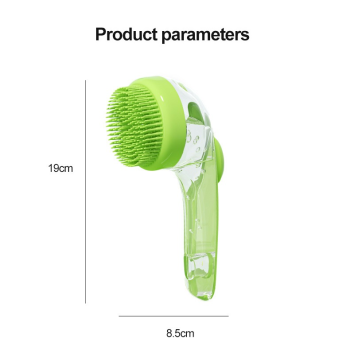 Blue Pet Silicone Bath Brush with Shampoo Dispenser - Leak-Proof One-Touch Soap Release-Dog and Cat Grooming Massage Brush Soft Cleaning Scrubber for Bathing Shedding and Skin Care