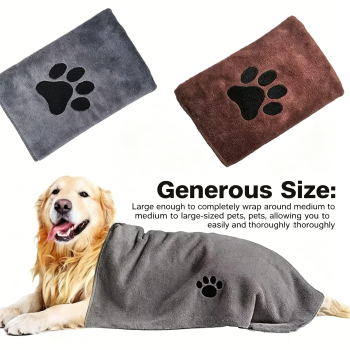 Pink 70*140cm Pet Drying absorbent Towel for Dogs and Cats - Quick Dry Super Absorbent Microfiber Bath Towel with Paw Print Design - Large Size Grooming Towel for Pets