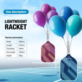 2 pcs Dreamy Purple Fiberglass Pickleball Paddle Racket Set（2 Rackets + 4 Balls + Bag） Lightweight PP Honeycomb Core Training Racket for Beginners and Recreational Play with Cushioned Grip
