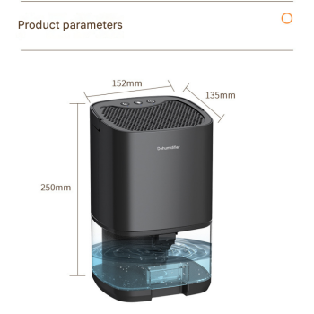 Black Mini Quiet Dehumidifier for Bedroom - 1000ml Water Tank Portable Home Moisture Absorber with Air Purification Filter, RGB Night Light and Auto Shut-Off