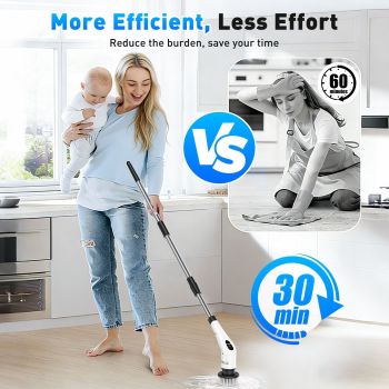 Black Cordless Car Vacuum Cleaner & Black Electric Spin Scrubber Combo – Portable Handheld Wet & Dry Car Vacuum with Multi-Filter + Long-Reach Electric Floor and Kitchen Cleaning Brush Set