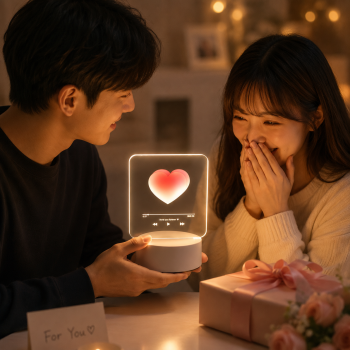 Pink Heart Design Creative Acrylic LED Night Light - Warm White Ambient Table Lamp, Decorative Desktop Mood Light, Cartoon and Creative Display Design, Compact Gift for Bedroom Living Room Office