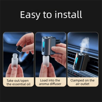 Silvery Car Vent Air Freshener Diffuser (Includes a 10ml empty essential oil bottle) 3-Speed Adjustable Aroma Atomiser – Compact Aluminum Alloy USB Essential Oil Car Fragrance Clip