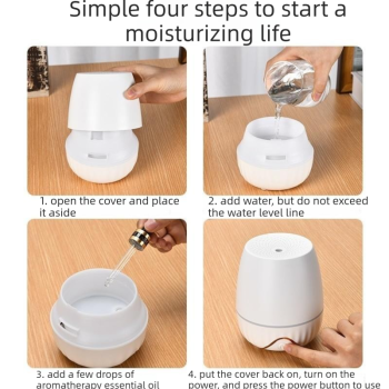 White Floral Shadow Aroma Diffuser 150ml Ultrasonic Aroma Diffuser Humidifier with Night Light – Essential Oil Fragrance Diffuser for Bedroom, Living Room, Office & Bathroom