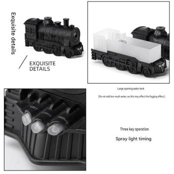 Winter Home Cleaning Comfort Kit - Black Retro Train Aromatherapy Humidifier and White Cordless UV Mite Remover Vacuum - 300ml Ultrasonic Mist with Jellyfish Smoke Ring, 400ml Dust Cup, LED Night Light, Remote Control for Bedroom and Bedding Cleaning