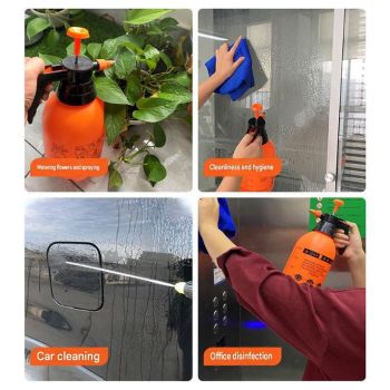 2L Blue Pressure Sprayer - PP Plastic Garden Watering Can with Adjustable Brass Nozzle, Hand Pump for Plants and Home Cleaning