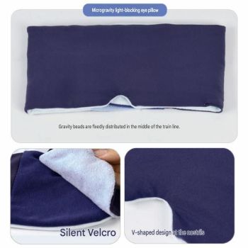 Grey Weighted Sleep Mask - Double-Sided Cooling and Warm Fabric, Micro-Bead Pressure Design, 72cm Adjustable Wrap, Light Blocking Eye Cover for Travel and Home Use