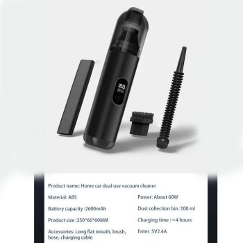Wireless Handheld Car Vacuum Cleaner - Portable Mini Cordless Vacuum and Air Blower with Type C Charging, Dual Suction Modes and Multi Nozzle Cleaning Tools