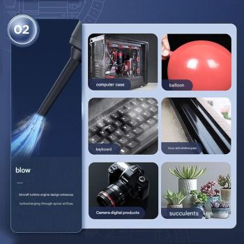 Black Portable Handheld Vacuum Cleaner - Cordless USB Rechargeable Mini Dust Cleaner with Blow and Suction Function, Multi Nozzle Attachments for Keyboard Desk Home Office Cleaning