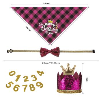 Pet Birthday Party Decoration Set Dog Birthday Bandana Hat Bow Tie Balloons and Happy Birthday Banner Kit