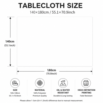Christmas Waterproof Tablecloth (Reindeer Design) 140 x 180 cm — Red festive dining tablecloth; oil-resistant and reusable; home décor that creates a holiday atmosphere.