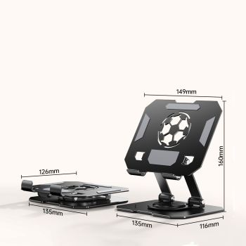 Black 360 Degree Rotating Tablet Stand and Foldable LED Desk Lamp Study Set Adjustable Reading Light with Display Screen Desktop Organiser for Students Home Office Learning