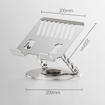 360 Degree Rotatable Laptop Stand Adjustable Aluminium Ergonomic Notebook Holder Small Size 20x20cm Height Angle Adjustable Desktop Cooling Riser for Office Home Study Workspace
