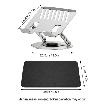 Adjustable aluminum alloy laptop stand (23.5*23.5CM), with mouse pad (21*25cm), adjustable height and angle, space-saving, heat dissipation support, suitable for office, home, study and work environments
