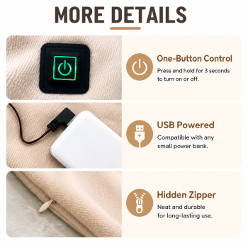 Gray USB Heated Scarf Electric Heating Winter Scarf Smart Temperature Control Warm Thermal Neck Warmer USB Powered Heated Scarf for Women Men