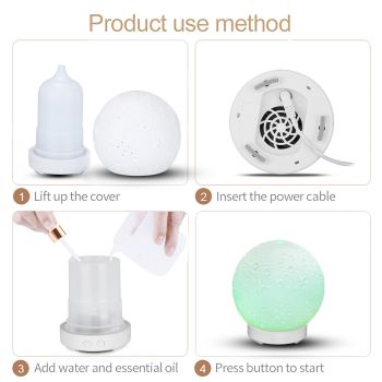 Moonlight Dreams Moon Lamp Humidifier Night Light USB Aroma Diffuser with Astronaut Figurine 7-Color LED Galaxy Bedroom Decor Gift for Teenager & Adults (Light wood grain base)