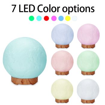 Moon Light Humidifier Aroma Diffuser (Black base) with LED Night Light, USB Desktop Essential Oil Diffuser Cool Mist Maker for Bedroom Office Home Relaxation