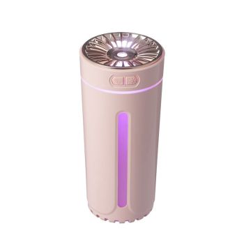 Pink USB Rechargeable Car Aroma Diffuser Humidifier with Ambient Light, 300ml Portable Mist Air Freshener for Vehicle Office Home