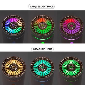 White USB Rechargeable Car Aroma Diffuser Humidifier with Ambient Light, 300ml Portable Mist Air Freshener for Vehicle Office Home