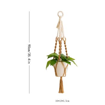Handmade Plant Hanger Set 2 PCS（Type A）, Macrame Hanging Planter Basket with Cotton Rope Woven Design, Boho Plant Holder for Indoor Outdoor Garden Balcony Home Decor, Creative Hanging Flower Pot Holder