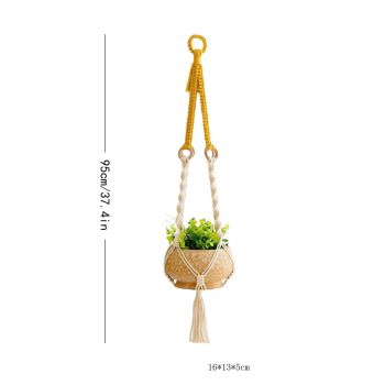Handmade Plant Hanger Set 2 PCS（Type B）, Macrame Hanging Planter Basket with Cotton Rope Woven Design, Boho Plant Holder for Indoor Outdoor Garden Balcony Home Decor, Creative Hanging Flower Pot Holder