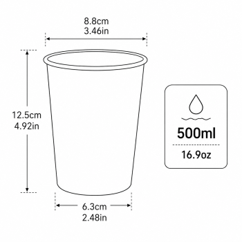 Silver 304 Stainless Steel Camping Coffee Cup  with Leather Sleeve – 500ml Portable Outdoor Drinking Cup, Beer Cup, Travel Mug for Camping, Hiking, Picnic and Daily Coffee