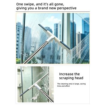 4-in-1 Bathroom Cleaning Brush Set with Sponge Pad, Hard Bristle / V-Shape Grout Brush and Squeegee - 120CM Extendable Stainless Steel Handle, Adjustable & Lockable Angle for Floor, Gap, Window and Bathtub