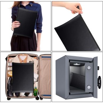 Fireproof Document Zipper Bag (24 X 34CM) - Waterproof & Heat Resistant Silicone Fiberglass Storage Pouch and Money Bag for Passport Card and Valuables