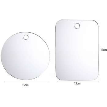 Fog Free Shower Shaving Mirror Set with Suction Cup & Razor Holder - Unbreakable Portable Traveling Rectangle Mirror and Round Anti-Fog Films