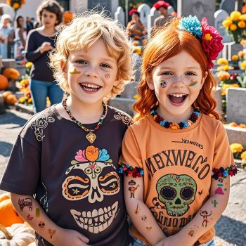 10 Pack Day of the Dead Halloween Temporary Tattoos - Mexican Fiesta Party Body Sticker Props, Style 7