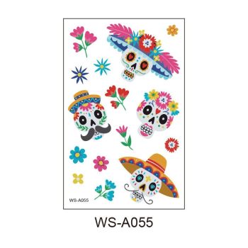 20 Sheets Day of the Dead Halloween Temporary Tattoos - Mexican Fiesta Party Body Sticker Props, 10 Styles x 2 Sheets