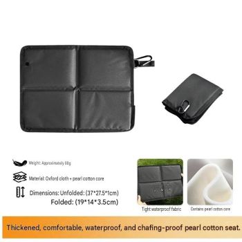 2 Pack Green Portable Foldable Outdoor Seat Cushion - Waterproof Oxford Cloth with Pearl Cotton Core, Lightweight 88g Design, Carabiner Clip for Hiking Camping Picnic Travel