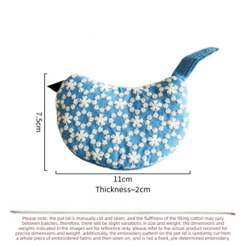 2 PCS Dark Blue Bird Shaped Pot Lid Lifter Heat Resistant Cotton Potholder - Embroidered Floral Kitchen Accessory for Saucepan Handles and Hot Cookware