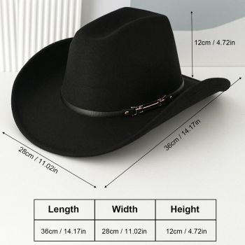 Western Cowboy Hat - Pink Wide Brim Cowboy Hat with Leather-Look Band, Metal Rivet and Square Buckle Detail for Casual, Festival and Western Style