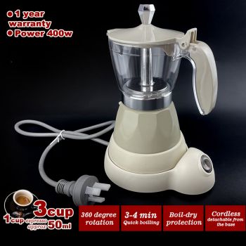 Latest Styles Electric Aluminum Espresso Moka Coffee Maker 3cups Italian Classic - Cream 