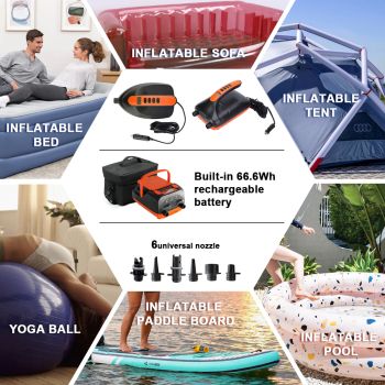 Electric & Battery Powered  HT-790 High Pressure SUP Electric Air Pump 12V DC Paddle Board 16/20PSI Auto-Off 