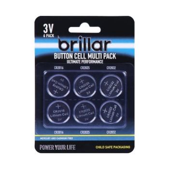 Brillar Lithium Button Cell Batteries 6pk