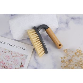 Eco Bamboo Handle Iron Household Scrubber Brush