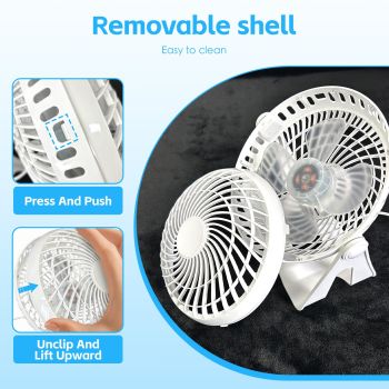 USB Powered Desk Fan – Portable 2-Speed Adjustable Angle Cooling Fan (White)