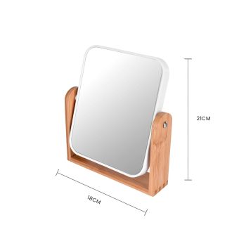 Bamboo Stand Double Sided Magnification Makeup Mirror